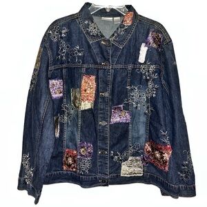 Chico's Multicolor Embroidered Jean Jacket